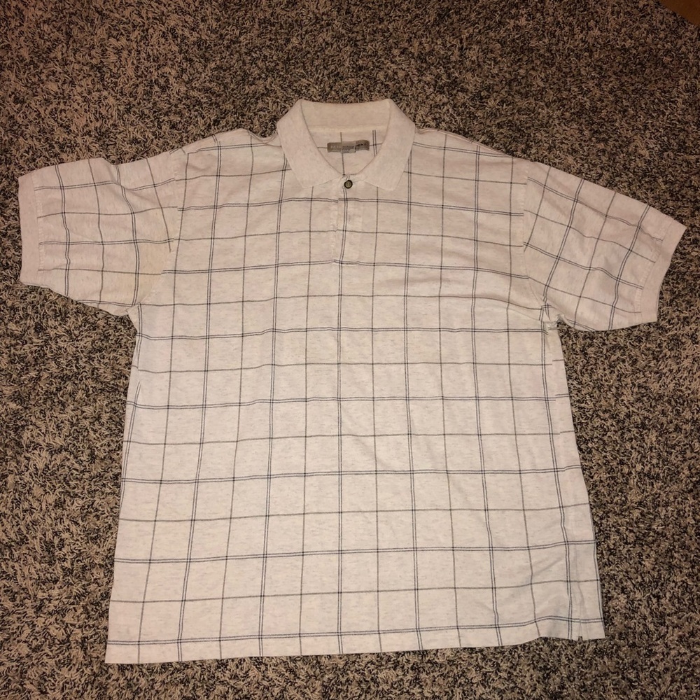 Off white colored polo with stripes